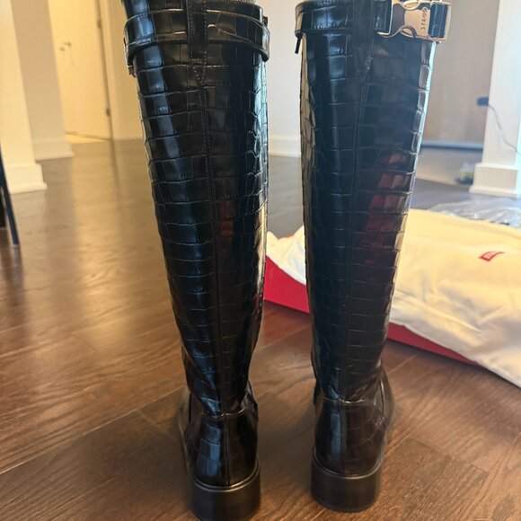 Staud Claud Buckle Riding Boots - Black Crocodile Size 38 - New with tags (NWT) - Picture 7 of 11